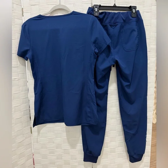 Navy Blue Jogger Pants Scrub Set - Picture 6 of 6